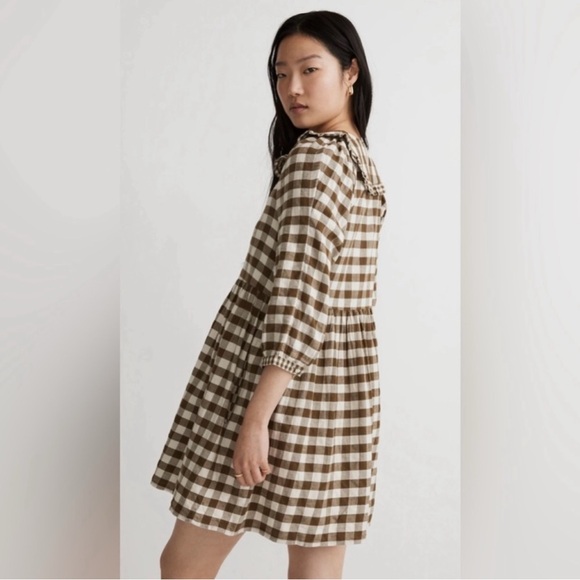 Madewell gingham collared puff sleeve mini dress - Picture 5 of 7